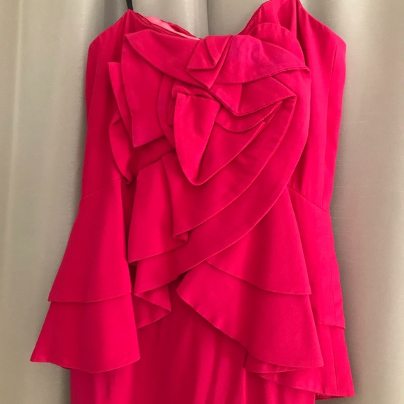 ABS Allen Schwartz Pink Ruffle Peplum Gown - Picture 2 of 3